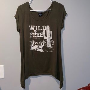 Army green graphic top